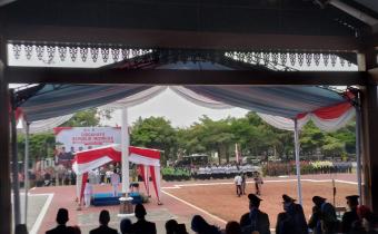 Suasana upacara di Alun-Alun Kidul Kabupaten Boyolali.
