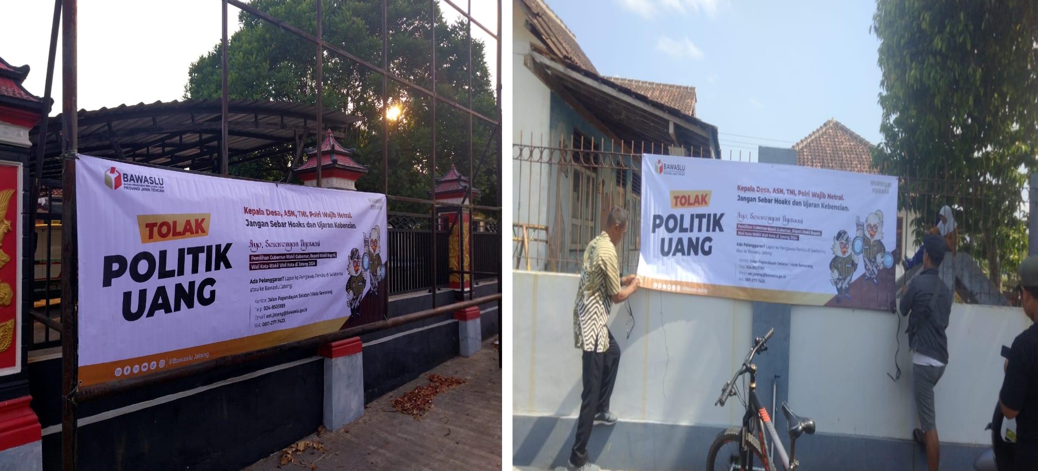 Panwascam Teras Pasang Spanduk Tolak Politik Uang