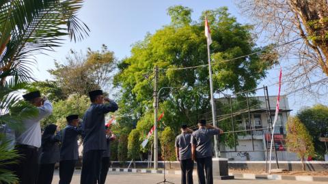 Suasana khidmat apel pagi Bawaslu Boyolali, Senin, 3/8/2026.